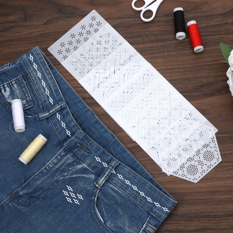 Ouligay 8 PCS Sashiko Templates 4.7 X 4.7 Inch Plastic