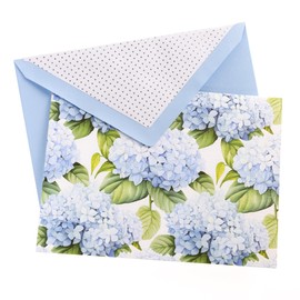 Graphique Hortensia Designer Cards Luxe Collection, Silver Foil Embossed Stationary Boxed Set, 10 Blank Cards with 11 Envelopes, All Occasion Greetings, 5.25" x 3.8"