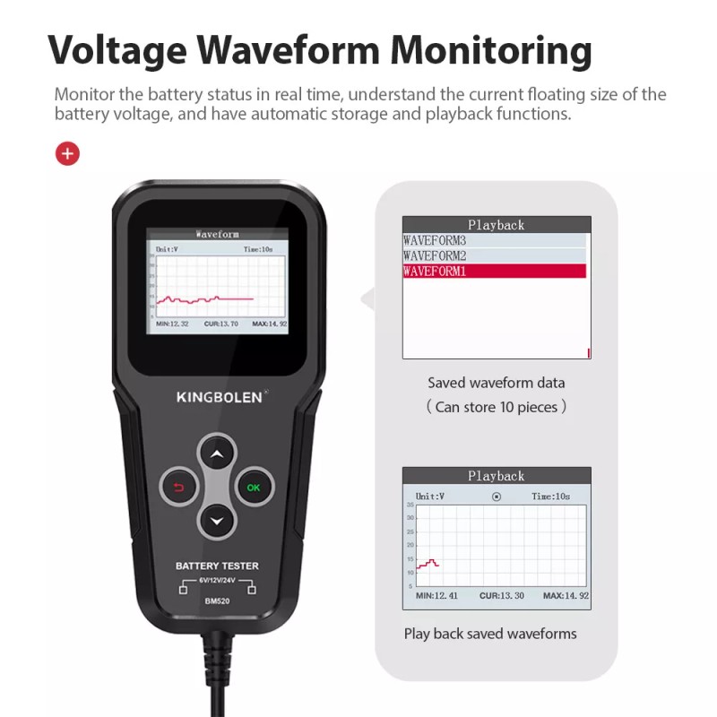 KINGBOLEN 6V 12V&24V Heavy Duty Truck Car Battery Load Tester