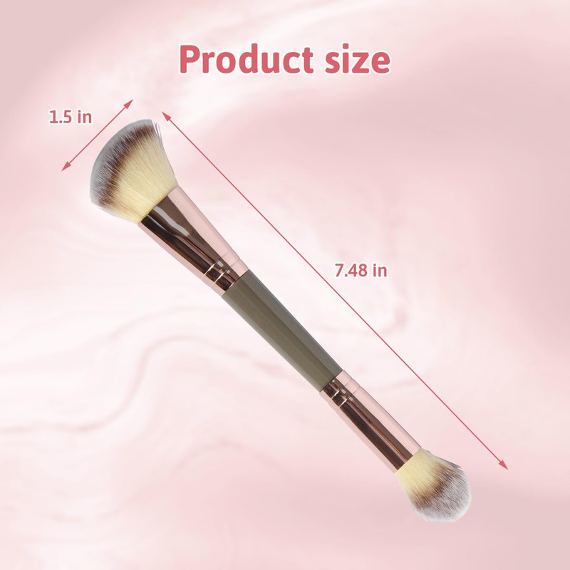 1 Pack Dual-Ended Makeup Brushes - Angled & Round Foundation