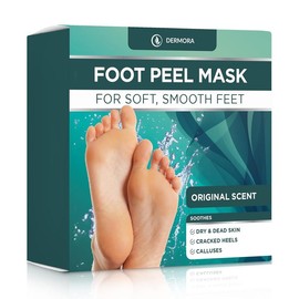 DERMORA Foot Peel Mask - 2 Pack of Regular Skin Exfoliating Foot Masks for Dry, Cracked Feet, Callus, Dead Skin Remover, Original Scent Nail - Color: Scent: Aloe, Size: 1 Count (Pack of 2)