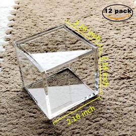 Acrylic Box Clear Clear Plastic Gift Box Party Favor Boxes Small Display Candy Boxes 12pcs Plastic Jewlry Birthday Graduation Presents Christmas Gift Wrap Box（2.16 * 2.16 * 2.16 Inch)