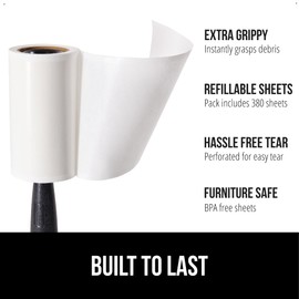 GORILLA GRIP Extra Grippy Lint Rollers, 380 Large Easy Tear Sheets, 2 Comfort Handles + 4 Refillable Rolls Included, Pet Hair Remover Brush, Clothes Furniture, Dog, Cat Animal Friendly Reusable Roller