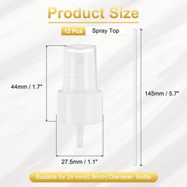uxcell 12 Pcs White Spray Top, 24/410 Fine Mist Sprayer Reusable Replacement Spray Bottle Pump Plastic Top for Essential Oil Hair and Body Sprays Bottle