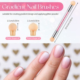 Maitys 4 Pcs UV Gel Gradient Sponges Pens with 16 Pcs Replacement Head Nail Sponges for Ombre Double Head Brush for Nail Art Manicure DIY Tools(Pink, White)