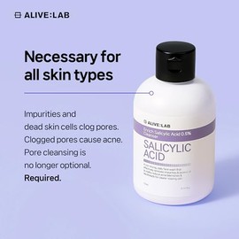 ALIVELAB Limpiador Facial Enriquecido con Ácido Salicílico 0.5% para Piel Propensa al Acné, Exfoliante, Elimina Puntos Negros, con Centella Asiática, 