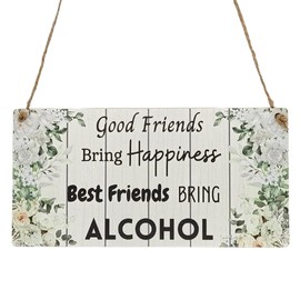Second Ave Funny Best Friends Alcohol Wooden Hanging Rectangle Home Bar Sign Plaque