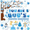 HOWAF 101 Pcs Winter Bulletin Board Decoration, Christian Winter Christmas Tree Paper Cutouts Bulletin Board Stickers Snowflake Snowman Cutouts with Glue for Christmas Winter Classroom Party