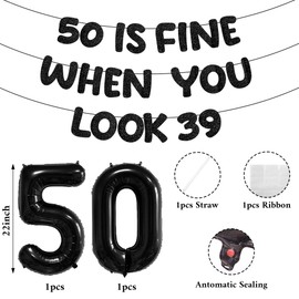 Holkcog 50th birthday black pull flag aluminum film banner set