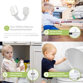 Baby Proofing Child Safety Locks (2 Pack) by Skyla Homes - The Safest, Quickest and Easiest 3M Adhesive Cabinet Latches, No Screws & Magnets, Multi-Purpose for Furniture, Kitchen, Ovens, Toilet Seats