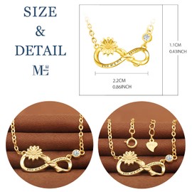 MicLee Women's Necklace 925 Sterling Silver Cubic Zirconia Infinity Sign Sunflower You are My Sunshine Pendant Chain with Gift Bag Great Gift for Mother Girlfriend, Silver, Cubic Zirconia