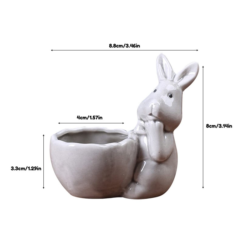 QUINTRA Easter Bunny Mini Ceramic Succulent Pots Thumb Flower Pots