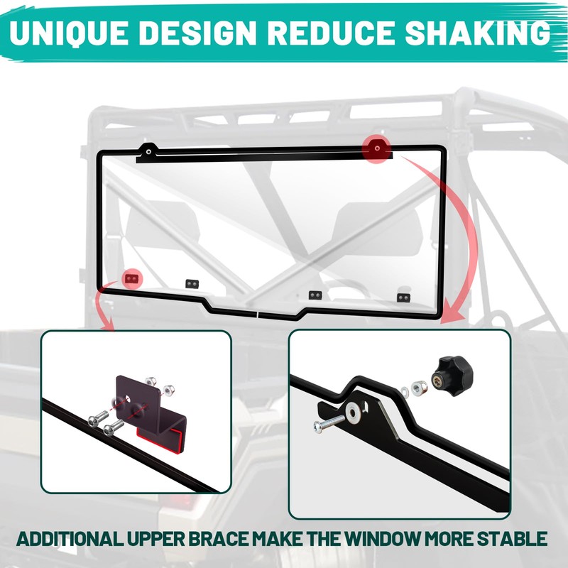 Ranger 1000 Rear Windshield - StarknightMT Upgraded Ranger Rear Window