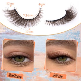Brown Lashes Cat Eye Wispy Eyelashes Natural Look False Eyelashes Fox Eye Lash Dark Brown Wispy Mink Lashes Strips Natural Short Fake Eyelashes Dark Brown Lashes 9 Pairs by Zegaine