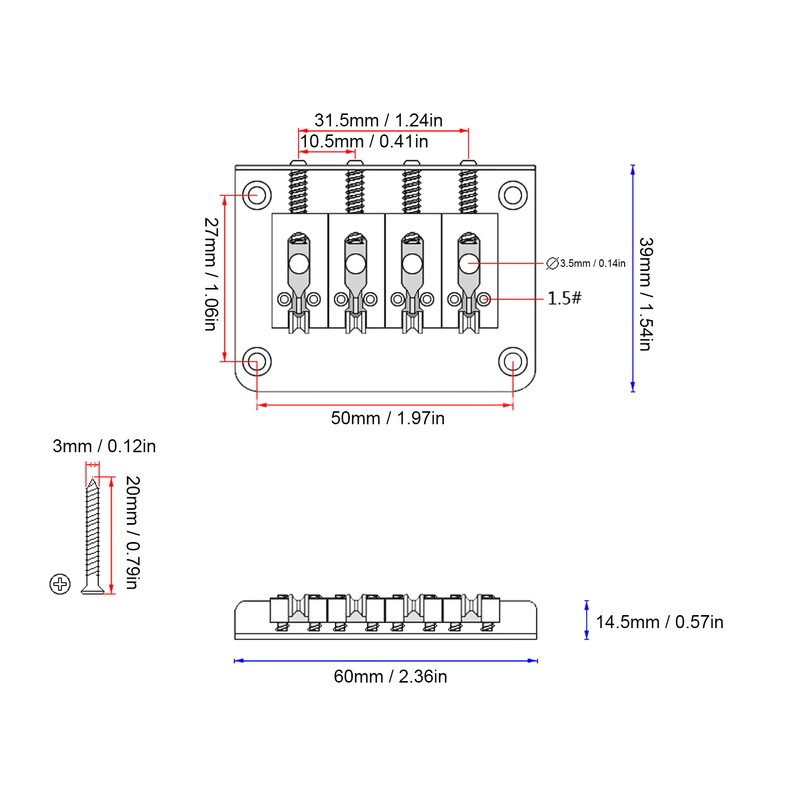 4 String Guitar Bridge Metal Enhanced Sound Stylish Electric Guitar