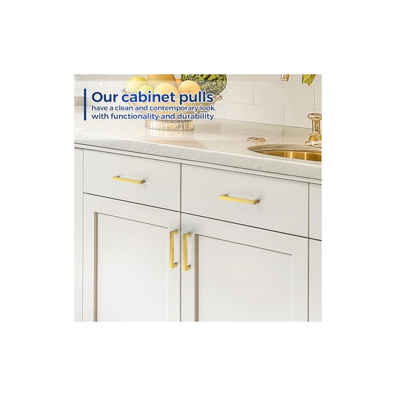 JOY DECOR 10 Pack Cabinet Handles, Gold Cabinet Pulls, 5