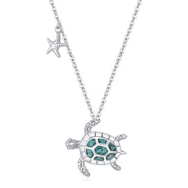 WINNICACA Turtle Necklace Women's 925 Sterling Silver Necklace with Sea Turtle Pendant Turquoise Jewellery for Women Gifts for Birthday, Anniversary, Christmas, Sterling Silver, Turquoise
