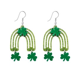 Stylish Clover Dangle Earrings for Women Unique Four Leaf Clover for St Patrick's Green Shamrock Earring Irish Inspired Design Jewelry Collection Festival Holiday Girlfriend Mom