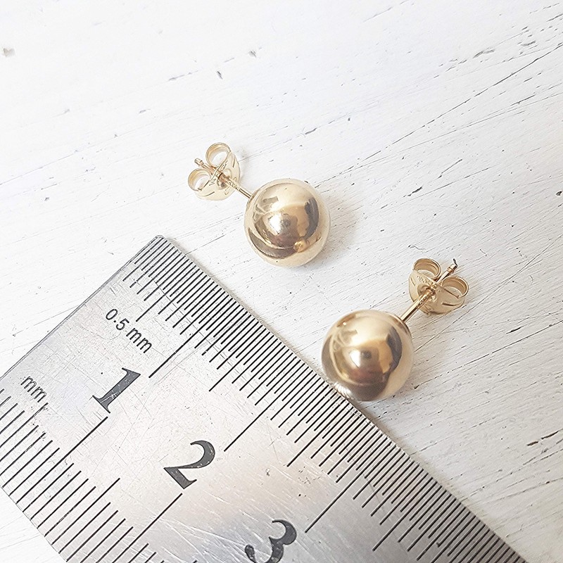 Classic 14k Yellow Gold Filled Ball Stud Earrings Round size