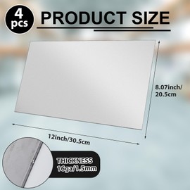 Yaocom 4 Pcs 16 Gauge Metal Steel Sheet 12 x 9 Inch Steel Plate Mild Carbon Cold Rolled Square Weldable Metal Panels for Outside Industrial DIY Use Projects Weld Accessories