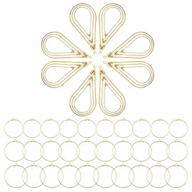 120Pcs Earring Hoops for Jewelry Making Beading Hoop Earring Findings Geometric Beading Earring Teardrop Round Beading Hoop Earrings Bulk for DIY Crafts Art Creation Girl Gift (K Gold, 3 Sizes)