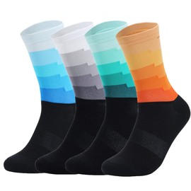 BMAMBAS - Calcetines unisex de ciclismo para adultos, deportes y correr, calcetines de compresión para hombres y mujeres, Naranja