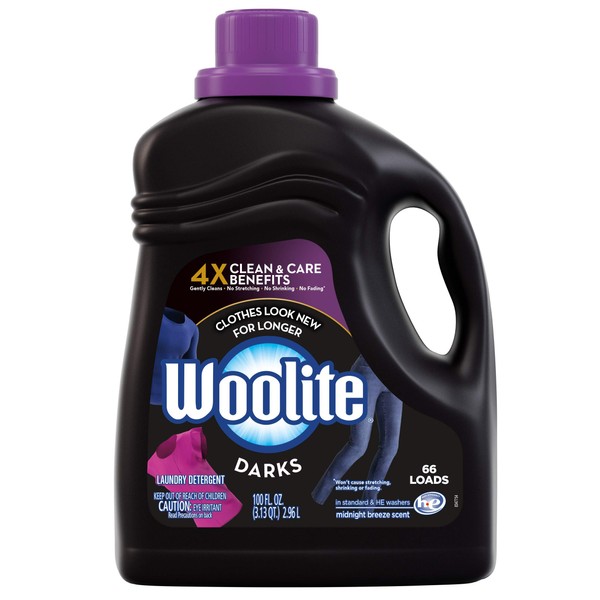 Woolite Darks Liquid Laundry Detergent, 66 Loads, Regular & HE Washers, Dark & Black Clothes & Jeans (Pack of 2)