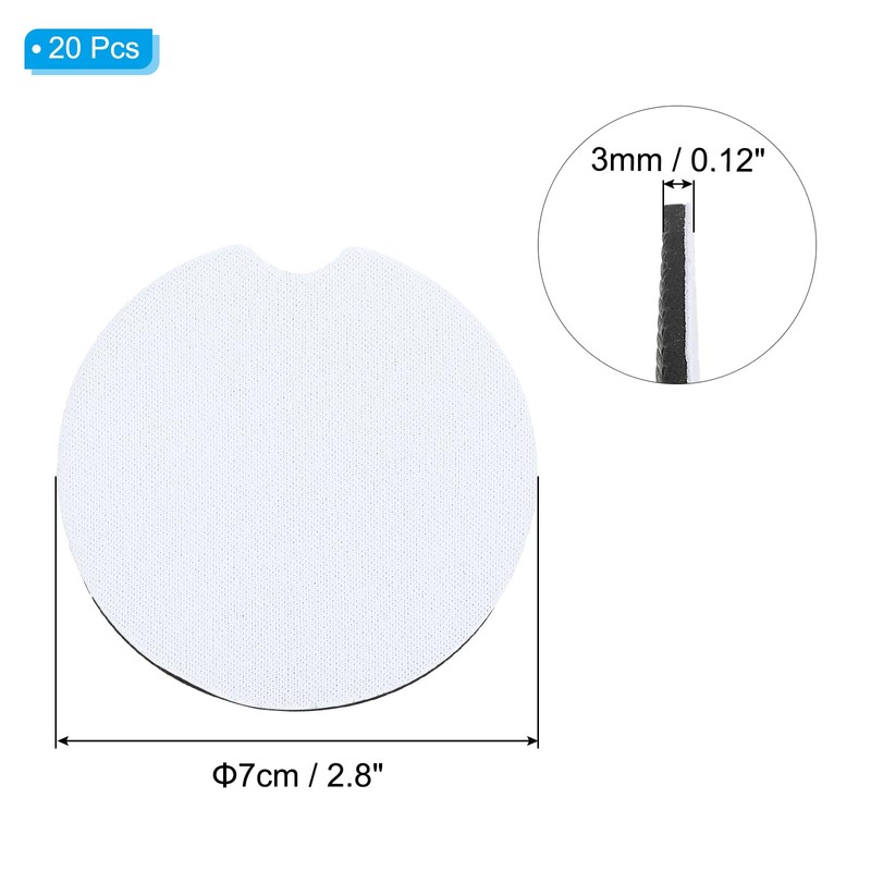 PATIKIL 2.8in Sublimation Coasters Blanks, 20pcs White Round Coasters