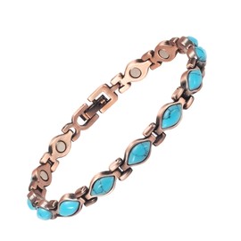EnerCoppeX Copper Ankle Bracelet for Women, Magnetic Pure Solid 99.99% Copper Lymph Detox Anklet, 3500 Gauss Effective Magnet (CAC-0166)