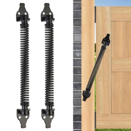 BOODVON 14" Gate Spring Self Closing Heavy Duty Door Springs to Close Door, Adjustable Tensioner Automatic Gate Closure, Gate Spring for Wooden Gate, Vinyl Fence, Steel Door(Black, 2 Pack)