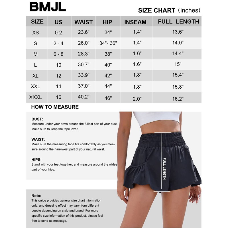 BMJL Women's High Waisted Athletic Running Shorts, Black, Medium