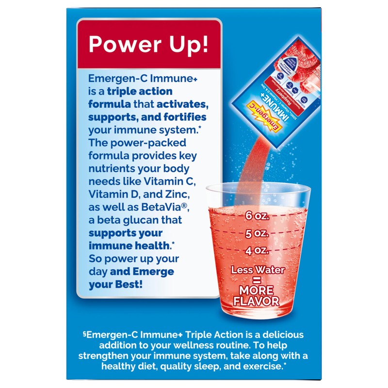 Emergen-C Immune+ Triple Action Immune Support Powder, BetaVia (R), 1000mg