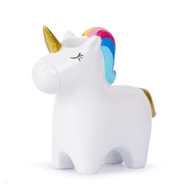 Hodao Toothbrush Holders Resin Pen Pencil Holder Bathroom Decorations for Vanity Countertops Kids Cartoon Animals Toothbrush Stand Figurines Travel Decor Bathroom Accessories Set(White Unicorn)