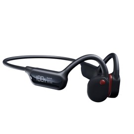 IHAO Swimming Headphones True Bone Conduction Open Ear Headset MP3 Player Built-in 32G Memory IP68 Underwater Waterproof Stereo Bluetooth Earphone for Driving Bicycling Running Skiing-X10 Black