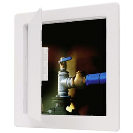 Access Door 14" X 14" Plastic Access Panel Removeable/Reversable Door with Frame for Concealed Wall/Ceiling Application - [Outer Dimensions: 15" Width X 15" Height]