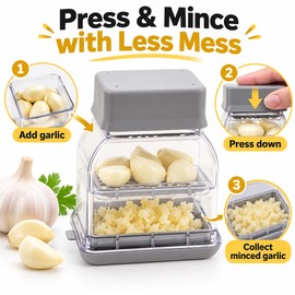 Manual Garlic Press & Slicer for Food Prep – Hand-Press Garlic Cutting Tool for Quick Kitchen Slicing & Everyday Cooking