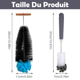 33cm Bürste mit Ergonomischem Griff + Weiß Borsten + Grün Schwamm, für Sodastream Glasflaschen und Kunststoffflaschen, Starke Reinigungskraft, ohne Beschädigungen (Weiß + Grün)