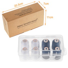 New brothread 4 White + 4 Black Polyester Sewing Machine Embroidery Thread Set #50 1000M (1100Y) Each Spool Embroidery Sewing Thread with Clear Plastic Storage Box for Embroidery Sewing Machine
