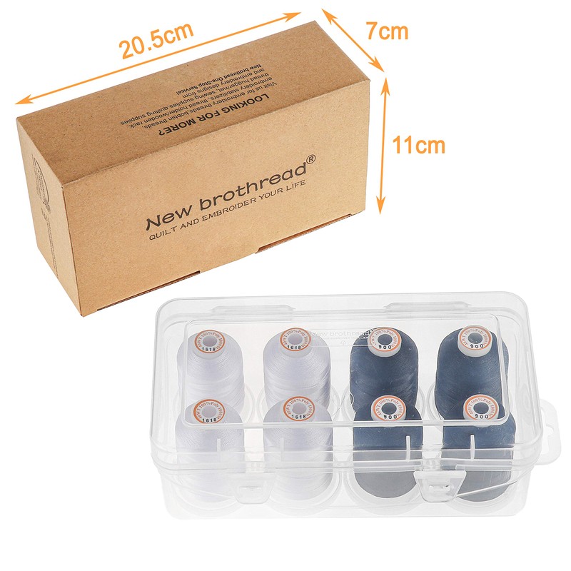 New brothread 4 White + 4 Black Polyester Sewing Machine