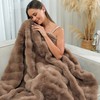 RYNGHIPY Faux Rabbit Fur Throw Blanket Ruched Plush Fuzzy Blanket