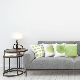 Ambesonne Pastell-Kissenbezug, 4 Stück, abstrakte Aquarellfarben, weiche Nudetöne, runde Kreise, Effektmuster, moderner Akzent, doppelseitiger Digitaldruck, 45,7 cm, Pastellgrün, Ecru und Weiß