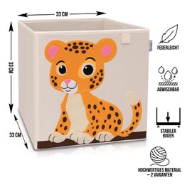 LIFENEY Storage Box in Set of 3 Koala, Lion and Tiger I Pack of 3 Toy Box with Animal Motif Suitable for Cube Shelves I Organiser Box for Children's Room I Storage Basket Children