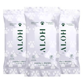 ALO ALŌH Hypoallergenic | All-Natural | Multi-Purpose Pet Wipes. Lavender + Wild Mint 3 Pack of 50ct Wipes (150 Wipes)