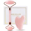 huefull Face Massager Rose Quartz Face Roller & Gua Sha