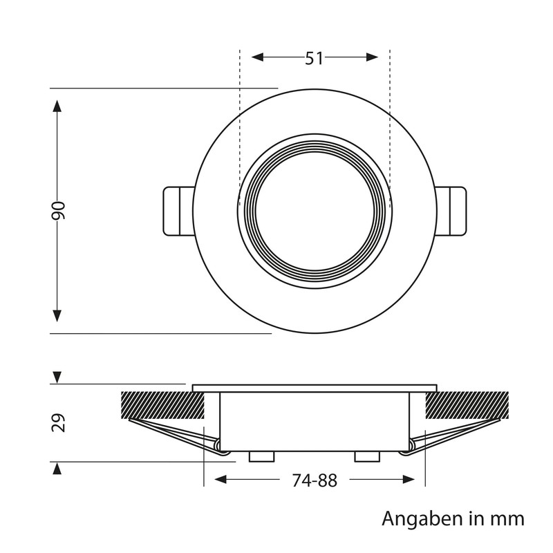 ledscom.de 12 pcs. recessed Ceiling Frame KUN, Round, swivelling, White