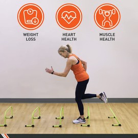 Body Sport Adjustable Athletic Speed Training Hurdles, Jumping & Speed Training Fitness Equipment, Hurdles for Track & Field, Basketball, Soccer & More, Set of 10