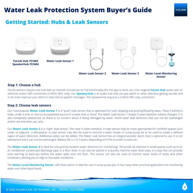 YoLink Water Leak Sensor 3-Pack, LoRa Up to 1/4 Mile