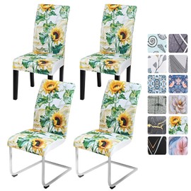 Alishomtll Dining Chair Covers Set of 4 Stretch Chair Slipcovers Swing Chair Elastic Removable Washable Dining Room Chair Covers Protector for Kitchen Banquet Hotel Restaurant (Sunflower, 4pcs)