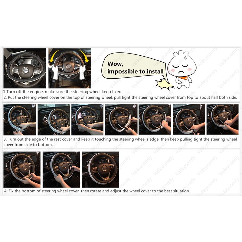 Valleycomfy Steering Wheel Cover with Microfiber Leather for Car Truck