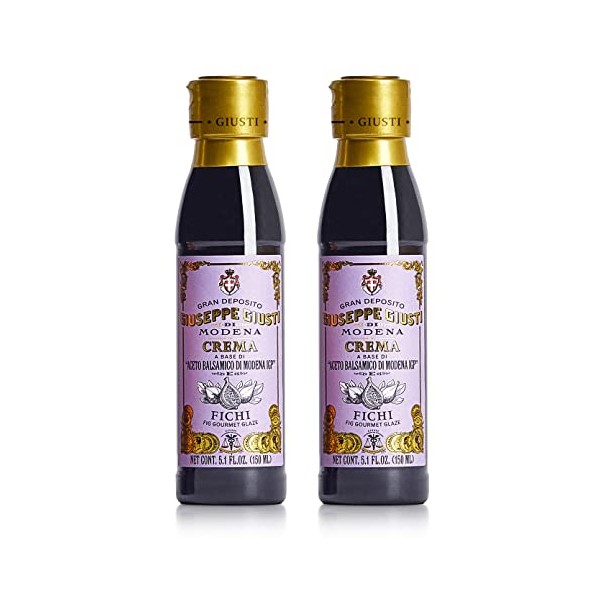 Giuseppe Giusti Fig Balsamic Glaze Reduction of Balsamic Vinegar of Modena IGP - Natural Fig Flavored Balsamic Vinegar Glaze Made with Grape Must and Figs, Imported from Italy, 5.07 fl oz - Pack of 2